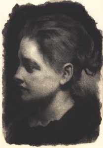 Young Girl in Profile with Hair Up by Frans Schwartz