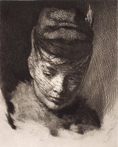 Young Girl with Cap and Veil by Frans Schwartz