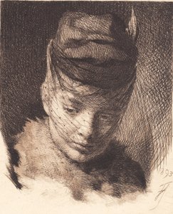 Young Girl with Cap and Veil by Frans Schwartz