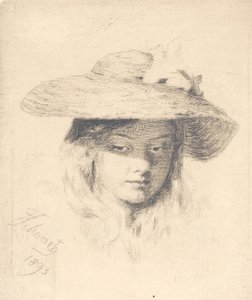 Young Girl with Straw Hat