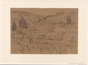 Italian Hill Landscape with Houses and Trees