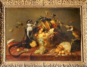Two Monkeys Plundering a Basket of Fruits by Frans Snyders