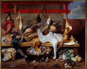 Kitchen Table with Game, Fish and Legumes