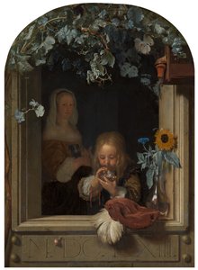 A Boy Blowing Bubbles, 1663 by Frans van Mieris