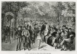 The Prater: the great walkway. Engraving by Kollarz, to illustrate the story Vienna and its suburbs, by M. Newlinski, in 1881, published in the Tour du monde, under the direction of Edouard Charton (1807-1890)