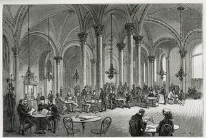 The Central Cafe in Vienna (Austria) (engraving by Kollarz, to illustrate the story Vienna and Its Suburbs by M. Newlinski, 1881) by Franz (after) Kollarz