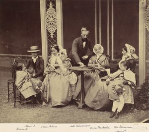 Group Portrait of Five Adults and Two Children in a Garden by Franz Antoine