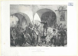 The Barricade at the k. k. University at 26th May 1848 by Franz Gerasch