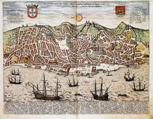 Map of Lisbon - Portugal (engraving) by Franz Hogenberg