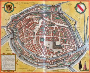 Plan of Strasbourg (Argentoratum), France by Franz Hogenberg