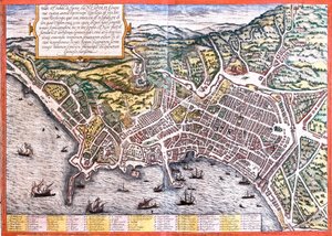 Plan of Naples (Neapolis), Italy by Franz Hogenberg