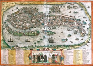 Plan of Venice, Italy by Franz Hogenberg