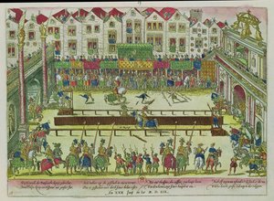 Tournament during which Henri II was injured by the Count of Montgomery and died ten days later by Franz Hogenberg