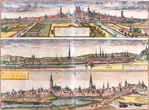 View of Munster (Monasterium), Osnabruck (Osnabrugum) and Wesel (Weselia), Germany