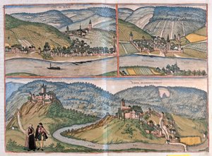 Zell An Der Mosel, Bernkastel-Kues, Manderscheid, Germany (engraving) by Franz Hogenberg
