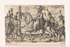 Sultan on Horseback Accompanied by Soldiers by Franz Isaac Brun