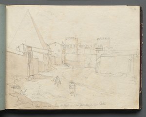 Album with Views of Rome and Surroundings, Landscape Studies, page 06a: Rome von der Porta by Franz Johann Heinrich Nadorp