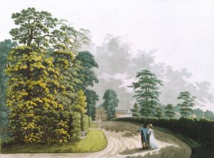 A Side View of the Palace in Kensington Gardens, engraved by Heinrich Joseph Schutz, pub. 1798 by Ackermann