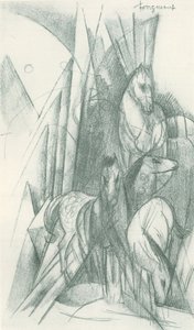 Composition of Horses and Abstract Forms by Franz Marc