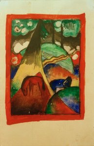 Red and Blue Horse in Landscape by Franz Marc