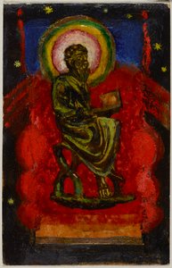 Seated Saint (Byzantine Saint), Postcard from Sindelsdorf to Wassily Kandinsky in Munich von Franz Marc