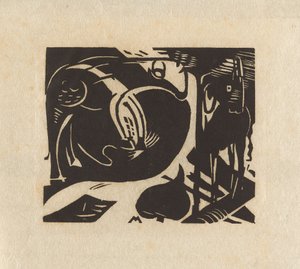 Two Mythical Animals by Franz Marc