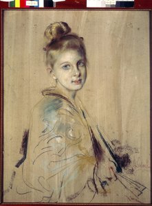 Girl With A Fan by Franz von Lenbach by Franz Seraph von Lenbach