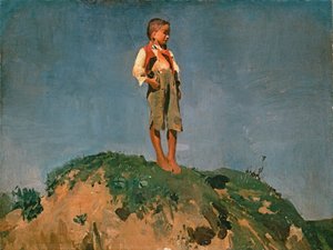 Shepherd Boy on a Grass Hill by Franz Seraph von Lenbach