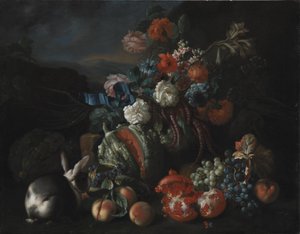 Stone Base with Flowers and Fruit