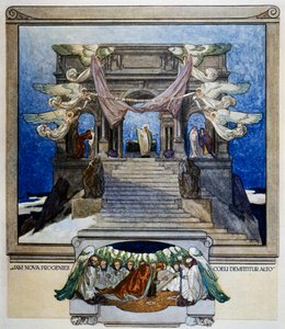 And new progeny descends from heaven, Purgatory, canto XXII, Divine Comedy of Dante Alighieri, illustration by Franz von Bayros