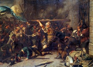 The Revolt of the Peasants in 1850 The Assault of the Red Barrier by Franz von Defregger