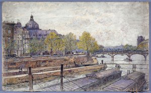 The Quai Conti and the Pont des Arts by Frederic Anatole Houbron