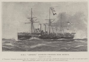 HMS Amphion, Reported Stranded near Antigua by Fred T. Jane