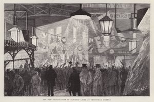 New installation of electric light at Smithfield Market, London