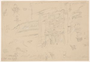 Architectural Details of El Khasneh, Petra, late February 1868 by Frederic Edwin Church
