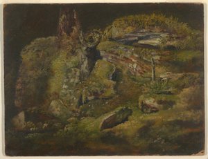 Boulder in the Woods, ca. 1845 by Frederic Edwin Church