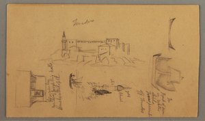 Drawing, Castle, Minaret, Sailboats, House, May 1868 by Frederic Edwin Church