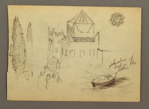 Castle by Water, Boat, Trees, Possibly 1868 by Frederic Edwin Church