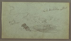 Drawing, Clouds Over Hill Range, Low Sun, Possibly 1874