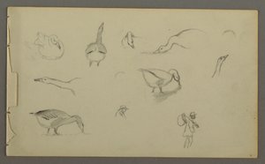 Eight Studies of Ducks, Two Figure Studies, possibly 1857–58 by Frederic Edwin Church