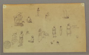 Figure Studies, Pack Donkey, Sailboat, Possibly 1868 by Frederic Edwin Church