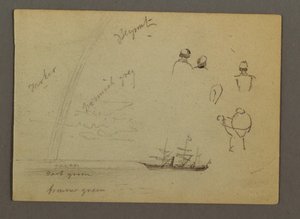 Figure Studies, Sailship, Rainbow, Possibly 1868 by Frederic Edwin Church