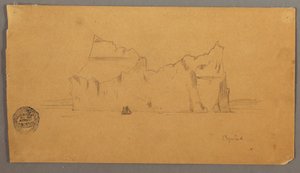 Floating Iceberg with Sailboat, Possibly 1859 by Frederic Edwin Church