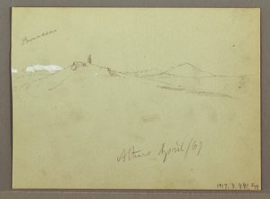 Flock of Sheep and Shepherd, Snow Covered Mountain Ranges, April 1869