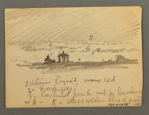 Fortification of Clifftops, Sion, Rhone Valley, possibly 1868 by Frederic Edwin Church