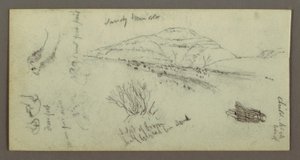 Hill, Shrubbery, Figure, Camel Studies, possibly 1868 by Frederic Edwin Church