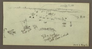 Hill, Shrubbery, Figure, Camel Studies, possibly 1868