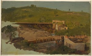 Hill with Viaducts and Ruined Mills, Near Catskill, New York, ca. 1865 by Frederic Edwin Church