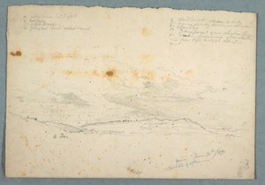 Landscape in the Hudson Valley; Verso: Sketch of Church with Tree Naves, June 14, 1870 by Frederic Edwin Church