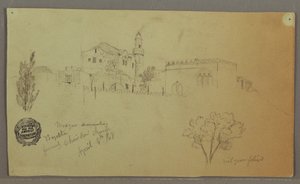 Mosque and Adjoining Buildings, Trees, April 4, 1868 by Frederic Edwin Church